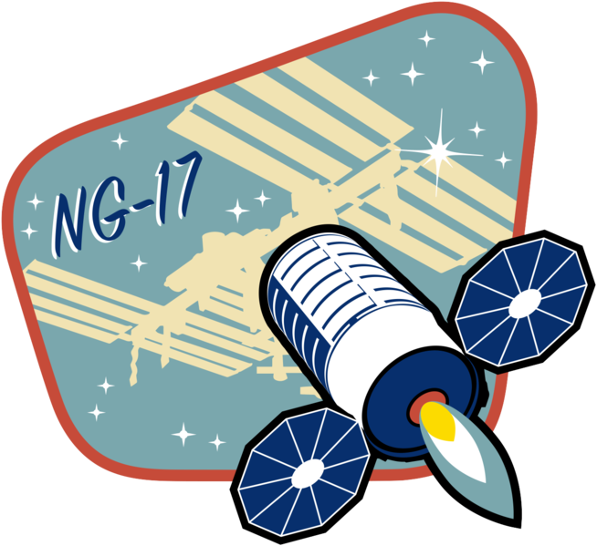 Space mission patch with spacecraft and stars.