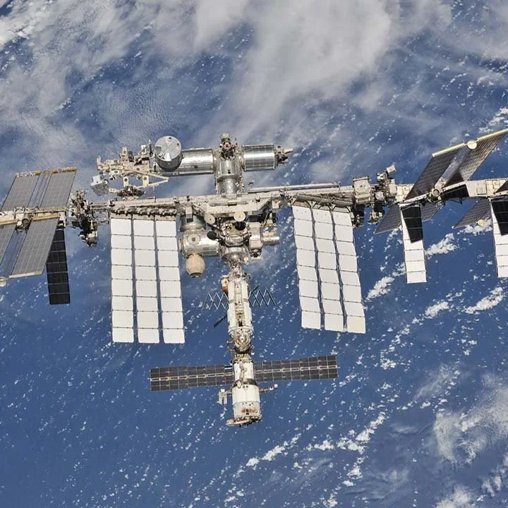 International Space Station orbiting above Earth.